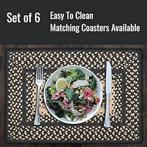 Homespice - Manchester Black & Tan Braided Placemats, Perfect Primitive Placemats Woven with Jute to Use as Dining Placemats - Easy to Clean, Absorbs Spills - Table Placemats Set of 6, 13x19 Inches Homespice Manchester Black Tan Braided Placemats Perfect Primitive Placemats Woven with Jute to Use as Dining Placemats Easy to Clean Absorbs Spills Table Placemats Set of 6 13×19 Inches