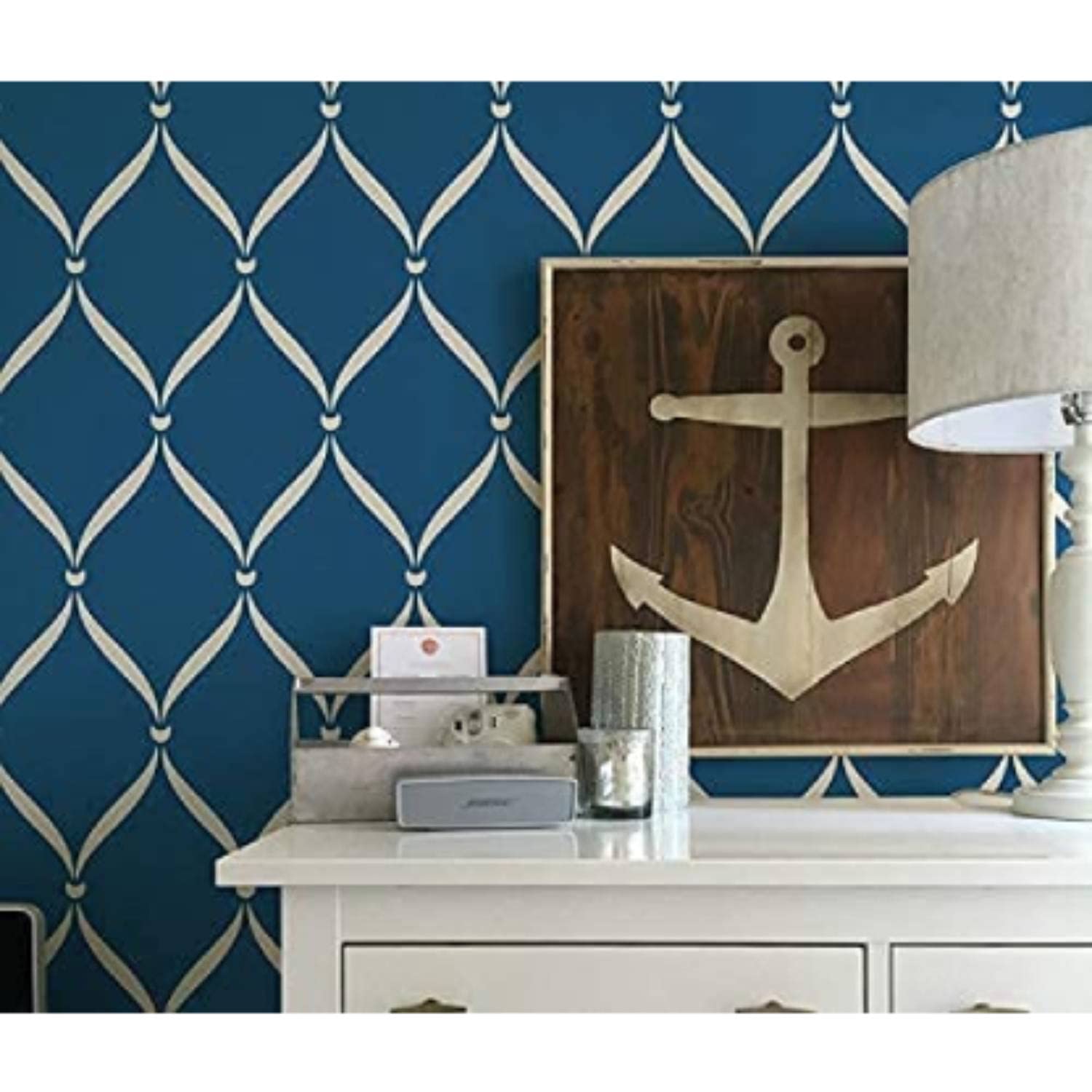 Kayra Decor Stencil for Wall Painting - Lattice Ribbon Design DIY Reusable Painting Design Suitable for Bedroom, Living Room Pack of 1, 16-inch x 24 inch - (KHS469)