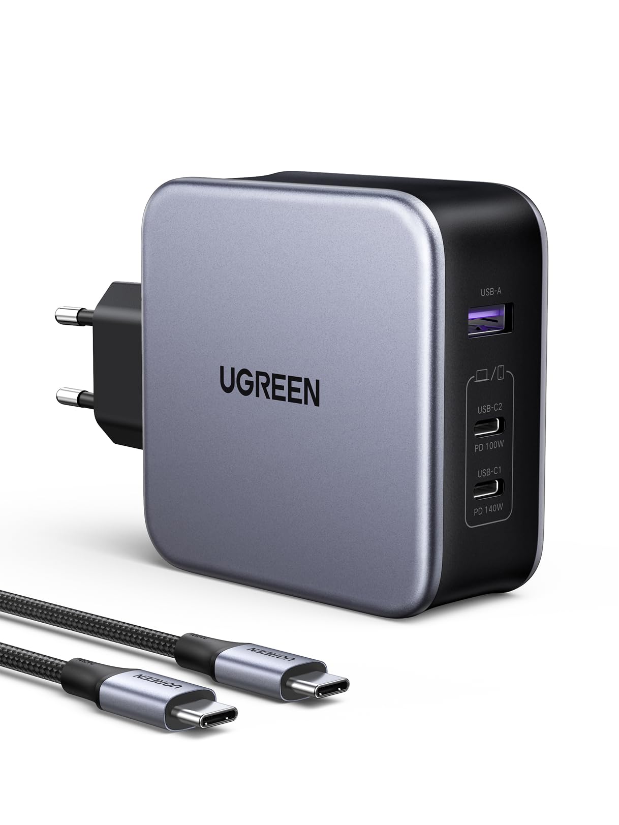 UGREEN Nexode 140W USB C Ladegerät PD 3.1 Netzteil GaN 3-Port Power Adapter kompatibel mit MacBook Pro 16" 2021, Dell XPS, iPhone 17 Pro Max/16 Galaxy S25 Ultra/S24+/S23/S22