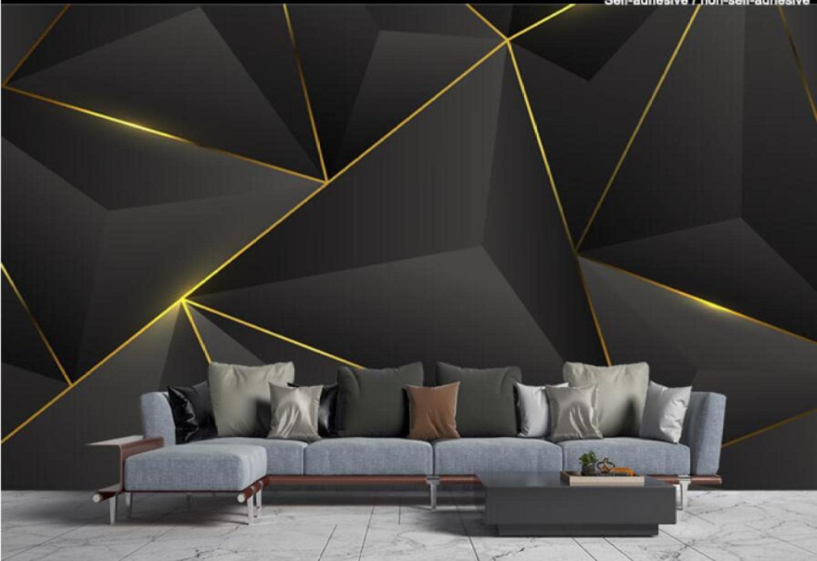 Papel Pintado De Fondo De Sofá De Sala De Estar De Dormitorio De Murales Geométricos Creativos De Líneas Geométricas 3D Personalizados-400Cmx280Cm