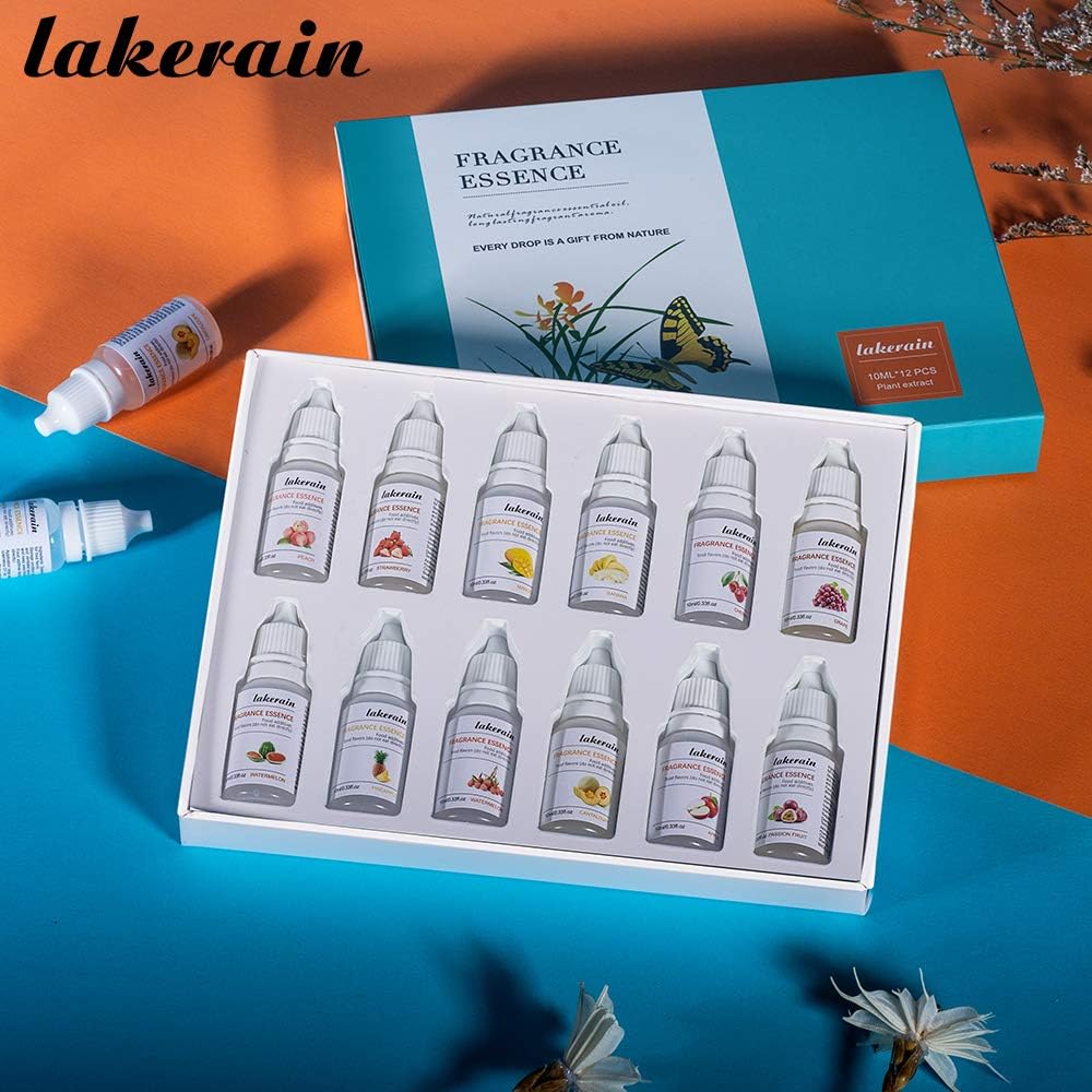 Flavoring Oil for Lip Gloss - 12 Scents Fragrance Oil Set for Bath Bomb, Soap Making Supplies, DIY Slime - Concentrated Food Grade Soap Flavoring Scents for Cosmetic, Crafts - 10ml/0.35oz Each (SET 1)