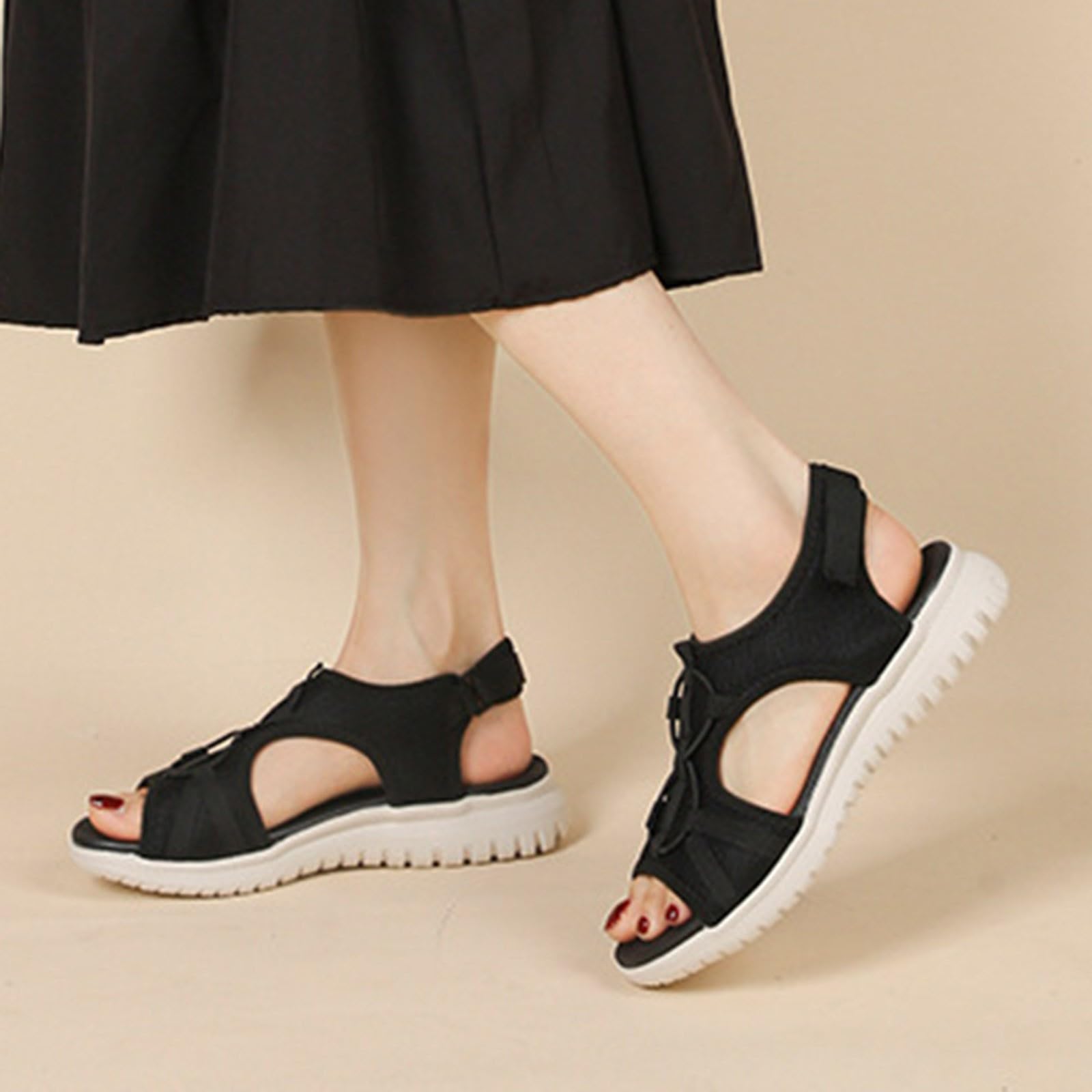 Generico Sandali Donna Sandali Comode Senza Tacco Punta Apertaestive Antiscivolo Scarpe Comode Donna Leggeri Chic Casual Sandalo Elegante Per Viaggio