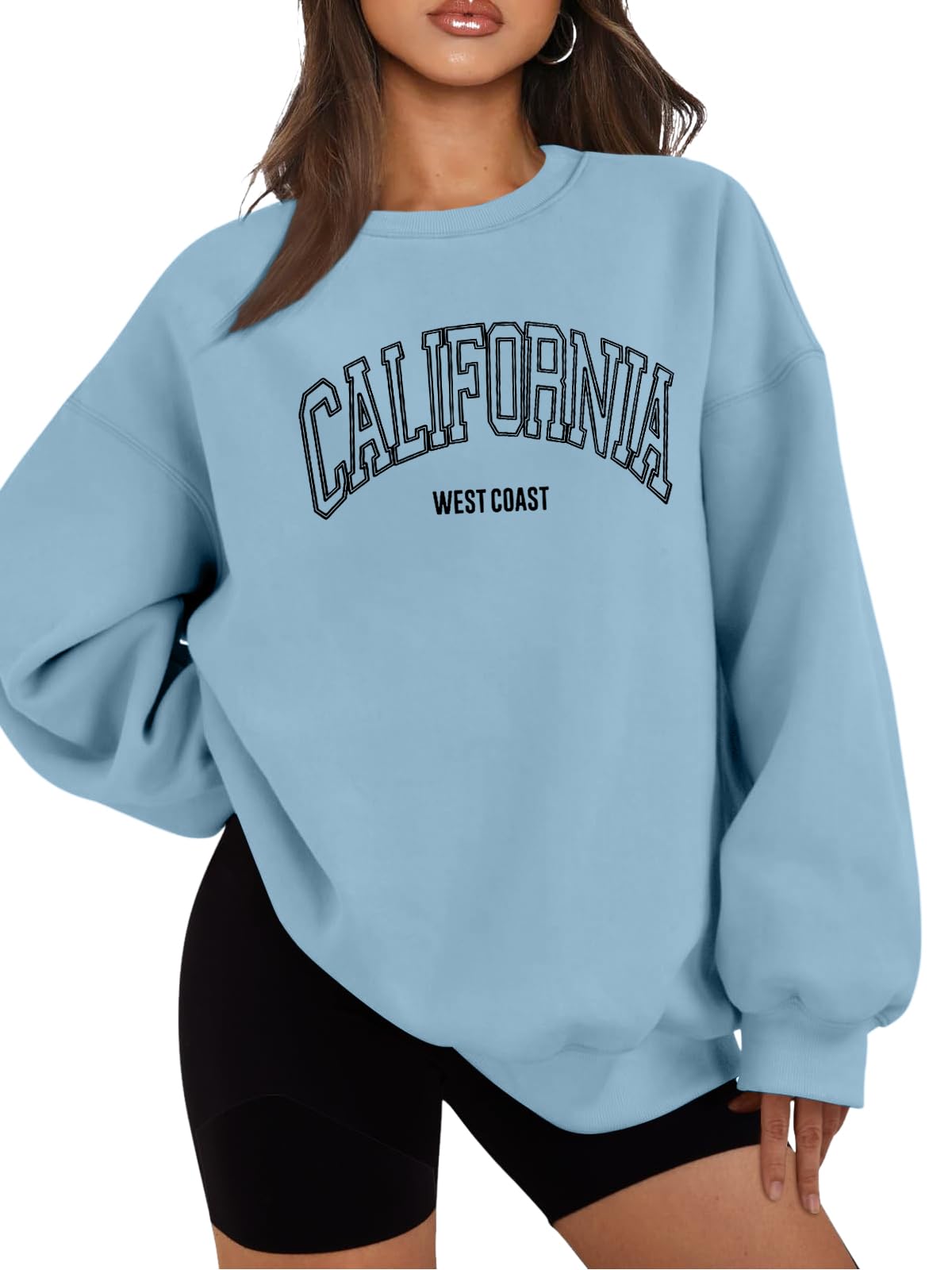 TAKEYAL Sweatshirt Damen Oversized, Pullover Damen Weite Sweatshirts Briefe Drucken Langarmshirt Rundhals Sweatjacke Casual Oberteile Tops