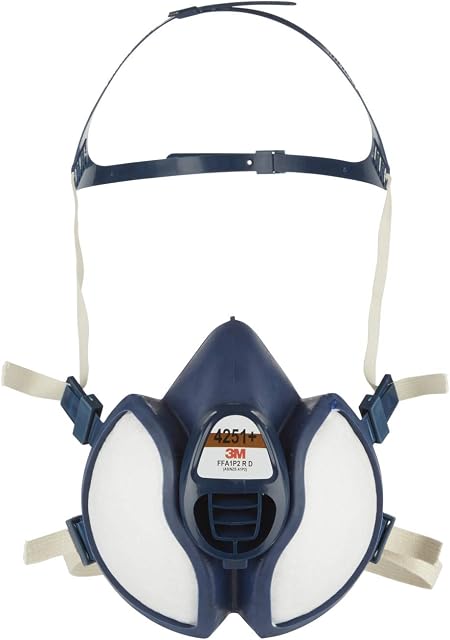 3M Spray Paint Respirator 4251+, A1P2, Maintenance Free Half-Mask, Against Organic Gases And Vapours, 1 Pack,Blue