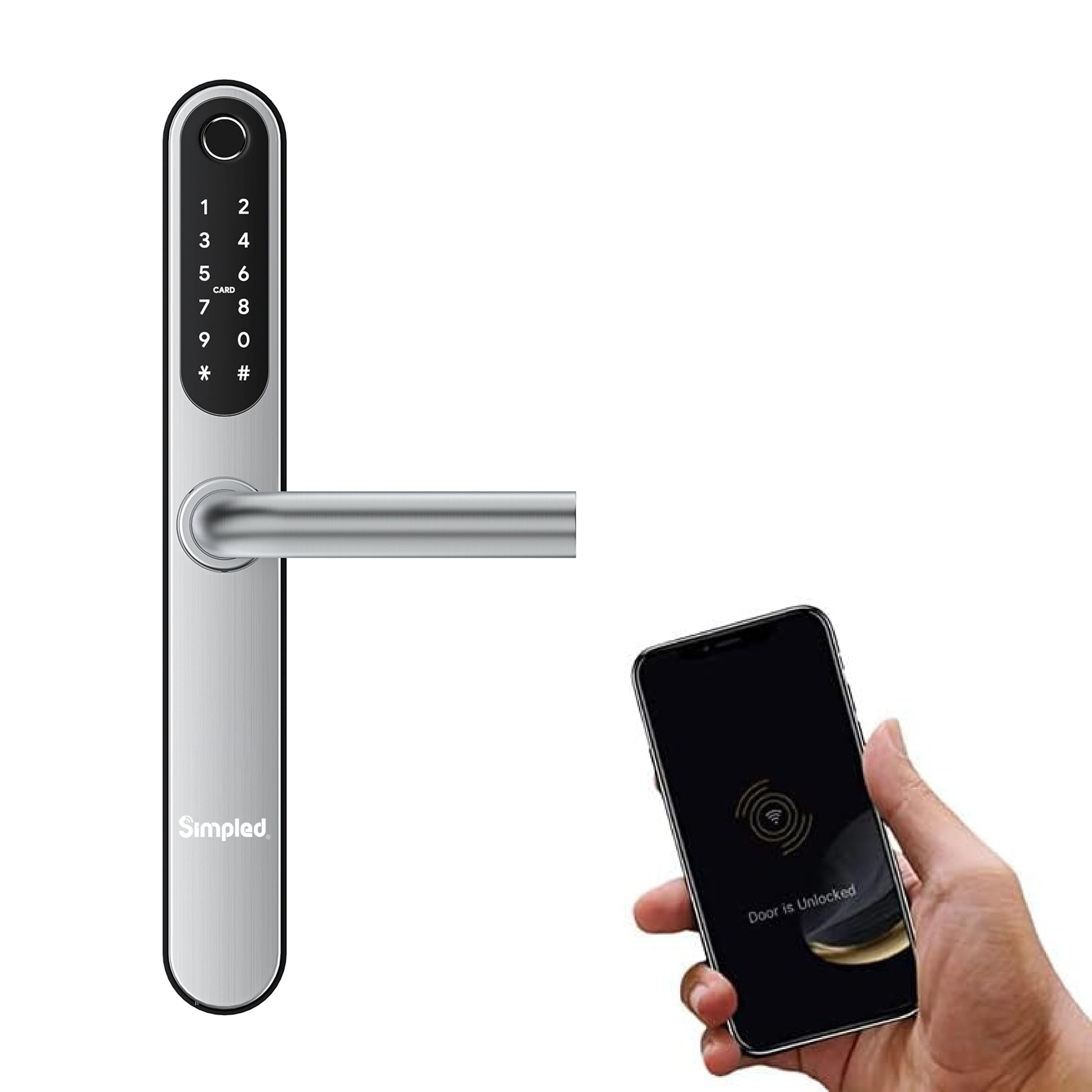 Double-Side Weatherproof Smart Lock Touch, 7-in-1, Fingerprint Keyless Security Entry Door Lock, Bluetooth Electronic Deadbolt, Smartphone Access- Designed for The UK Weather, Silver