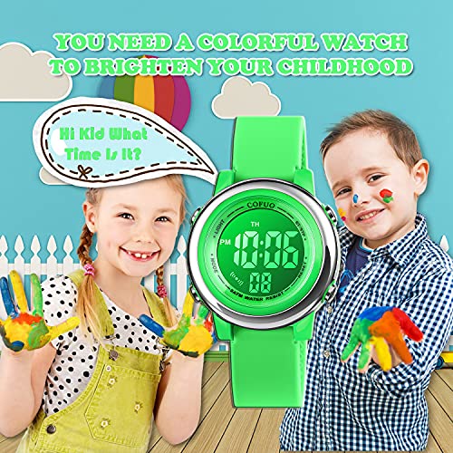 image for cofuo Kids Digital Sport Waterproof Watch for Girls Boys, Kid Sports O