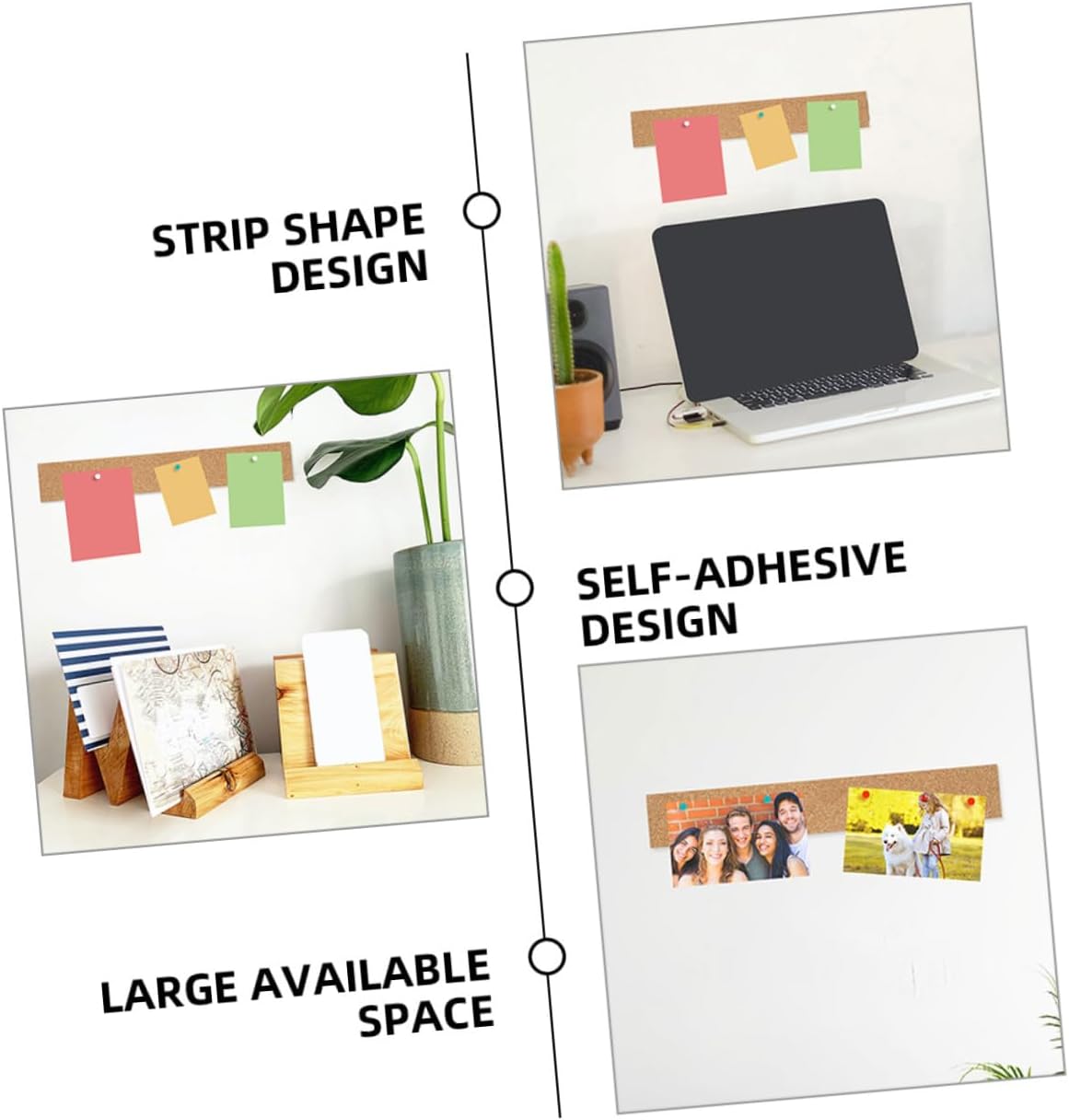 6pcs Cork Bark Bulletin Board Strips Cork Board for Wall Office Memo Strip