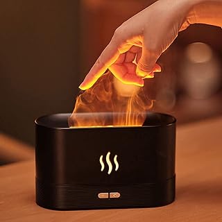 Aromatherapy Essential Oil Diffuser with Flame Light| 180mL Quiet Mist Humidifiers for Essential Oils Home Aroma Air Diffusers, with Auto Shut-Off Protection(Multicolor)