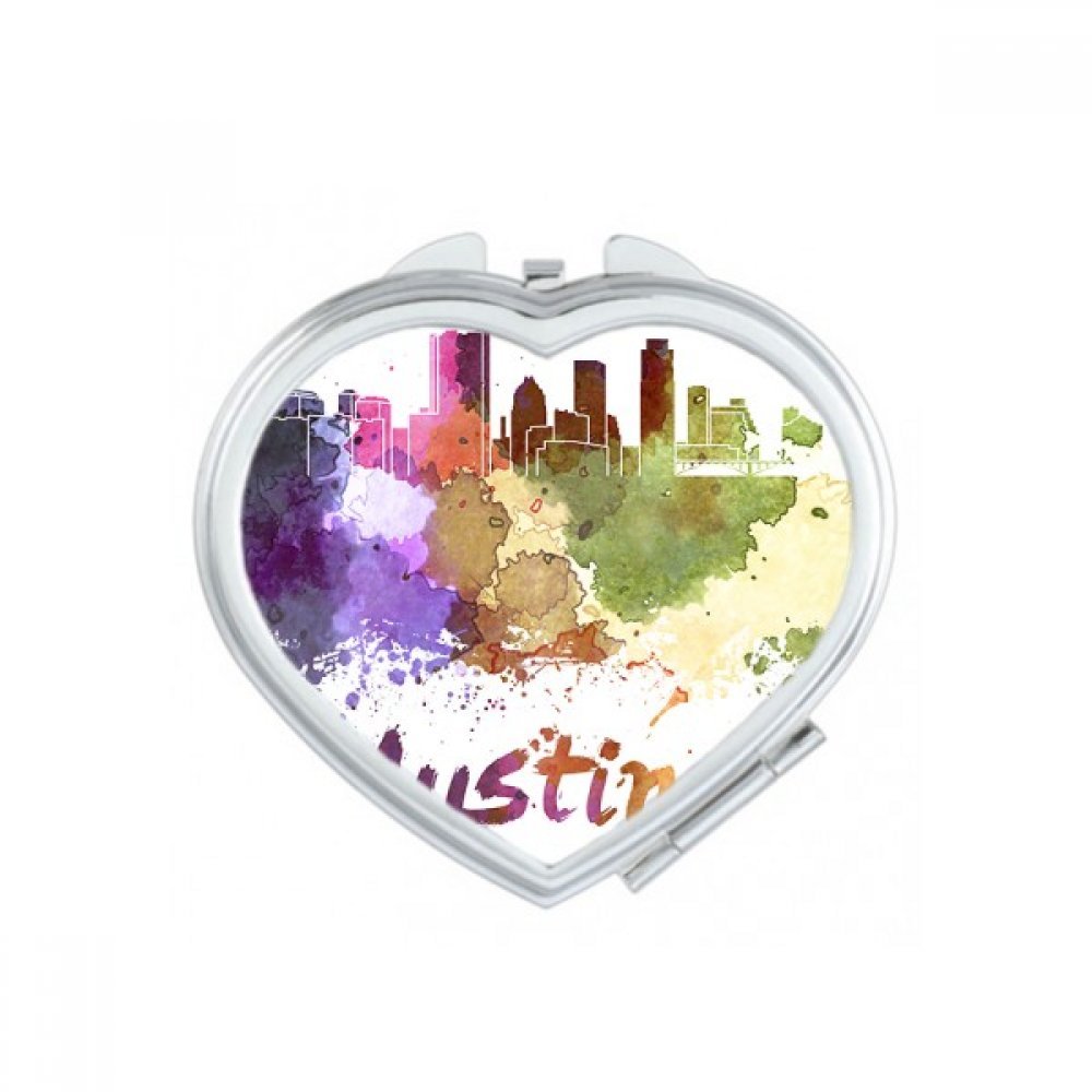 Miroir de poche mignon cadeau original illustration aquarelle Austin Texas coeur