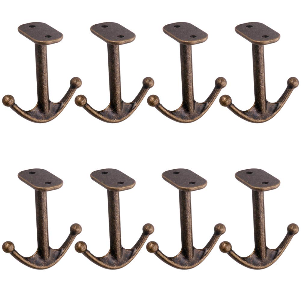 YES Time Ball Two Prong Ceiling Hook for Closet Top Bathroom Kitchen Cabinet Garage Pack of 8 (Bronze)