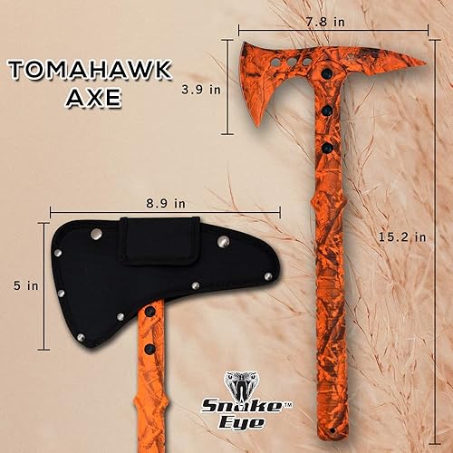 Miniatura 2 de Snake Eye Tactical Hacha de lanzamiento Tomahawk - Hacha táctica de lanzamiento con funda y hacha de lanzamiento de competencia (camuflaje naranja)