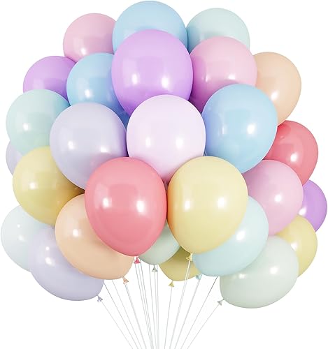 RUBFAC 120 globos pastel de colores surtidos de 12 pulgadas, globos de macarrón multicolor para cumpleaños de niños, arco iris, fiesta, baby shower,