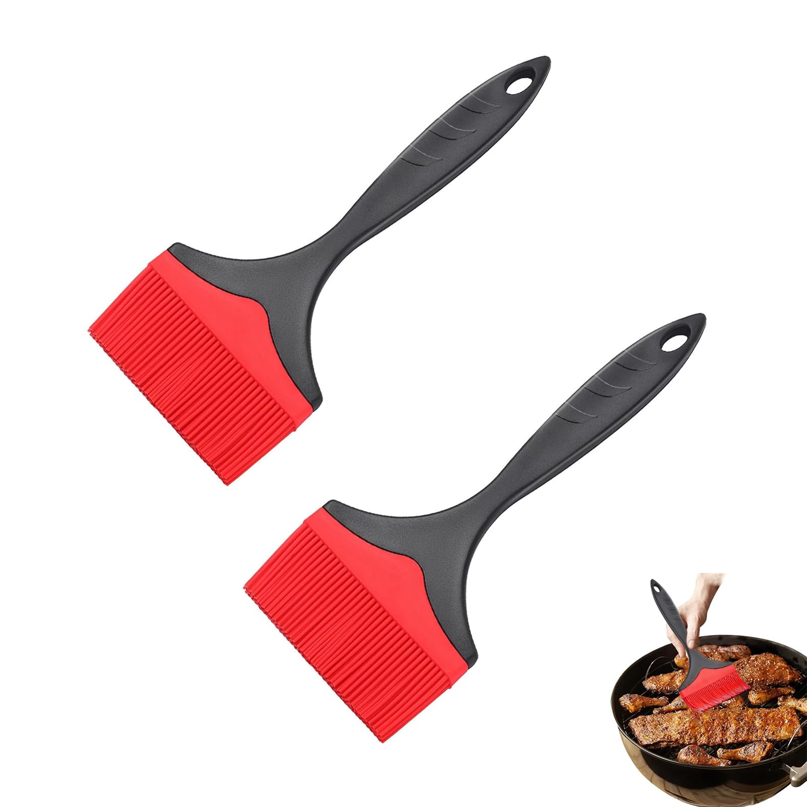 2 Piezas Cepillo de Silicona Extra Grande para Repostería, 10cm Ancho Pincel Cocina, Resistente al Calor Brocha Reposteria, para Cocinar, Asar (Rojo)