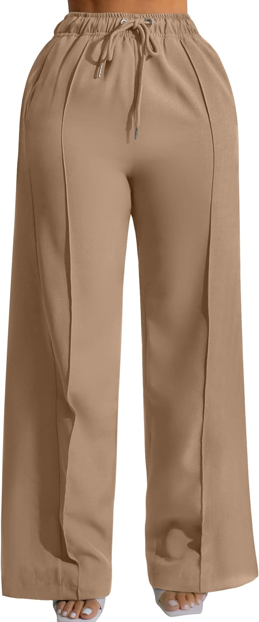 GOBLESWomen's Casual High Side Split Drawstring Loose Fit Mid Waist Pants with Pocket