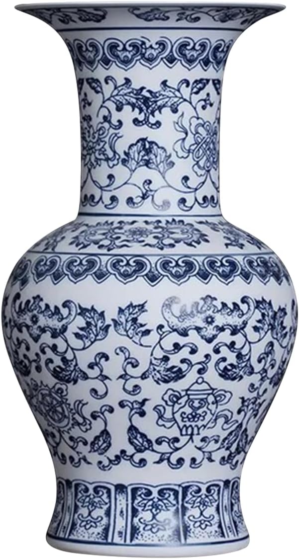 Blue and White Ceramic Vase – Floral Porcelain Vase for Wedding Centerpiece, Tabletop, Dining Table & Party Decoration, Home Decor