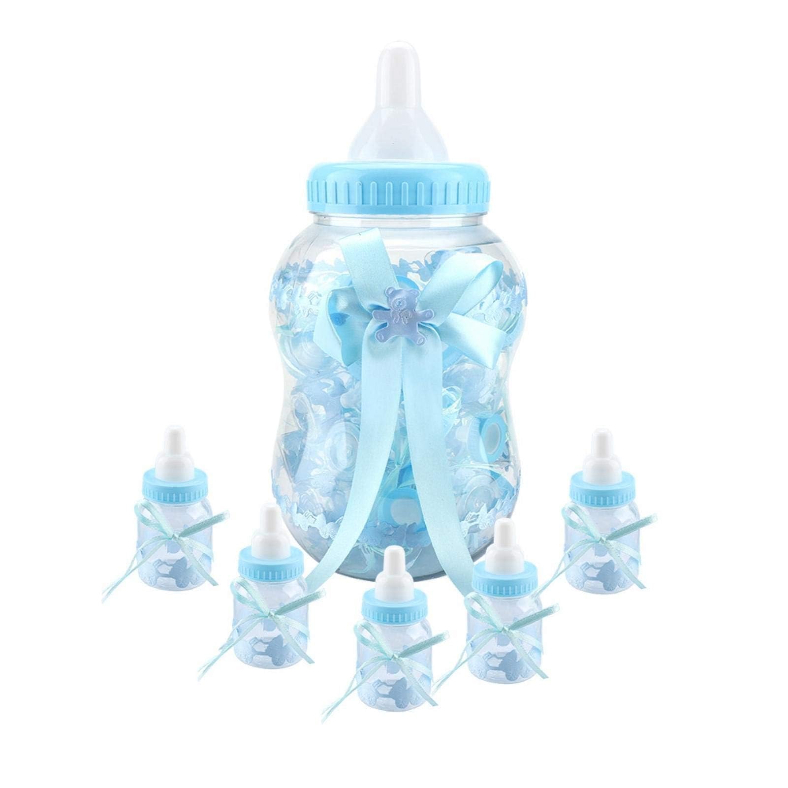 30pcs mini biberon adorabile box doccia per bambini, scatola di caramelle per decorazioni per feste di compleanno battesimo regalo biberon di caramelle per la festa del bebè scatola di caramelle (Blu)