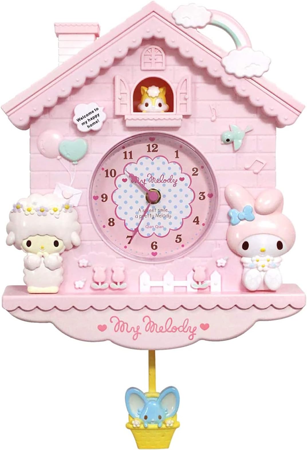 Kids Girls Wall Clock 12 Inch Cartoon My Melo Swing Children Wall Clock Quartz Clock Home Decor for Bedroom