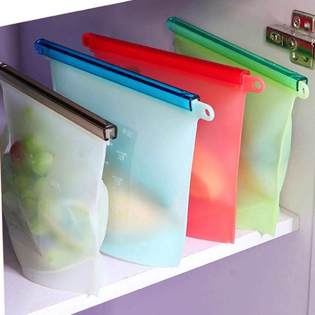 Mobhada Silicone Reusable Storage Container, Organizer, Preservation Leakproof Ziplock Bag for Food, Snack, Vegetable, Meat for Fridge and Microwave Also (1000 ML- Pack of 3) (3)-image-4