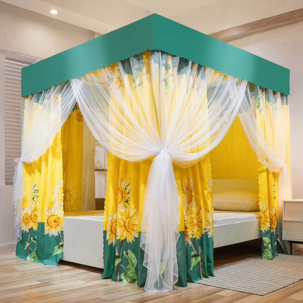 Simpatica Tenda a baldacchino a baldacchino a baldacchino a 4 Angoli per Ragazze e Ragazzi, Camera da Letto per Bambini, Decorazione per Letti Singoli (Giallo-Girasole, e baldacchino, Letti
