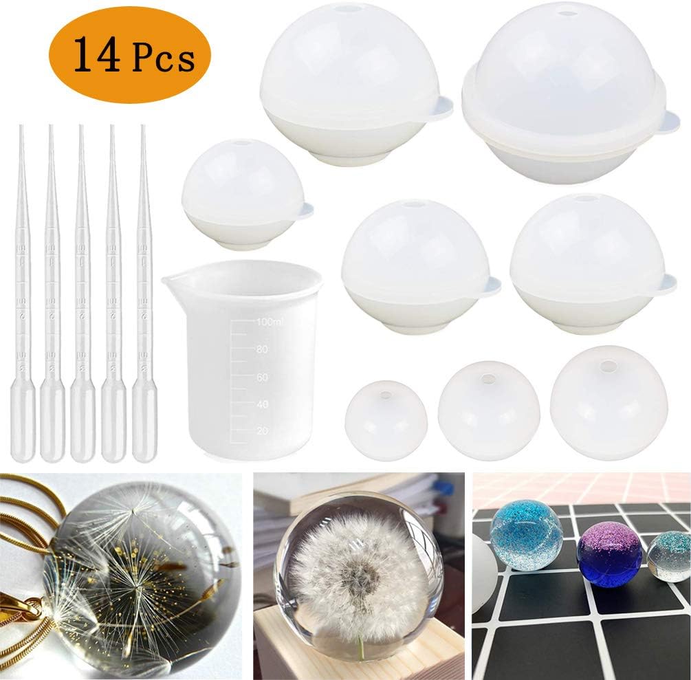Epoxy Resin Ball Molds Sphere for Jewelry Casting Silicone Molds for Resin Casting Kit DIY Jewelry Decoration Craft Making