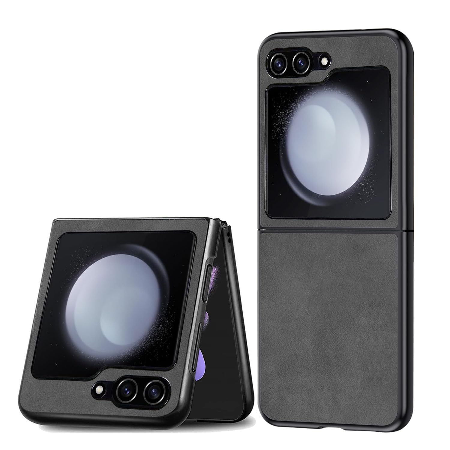 Duxsmei for Samsung Galaxy Z Flip 5 Case, TPU and Suede PU Leather Case, Anti-Vibration Anti-Slip Ultralight Luxury Cover for Men Women (Gray)