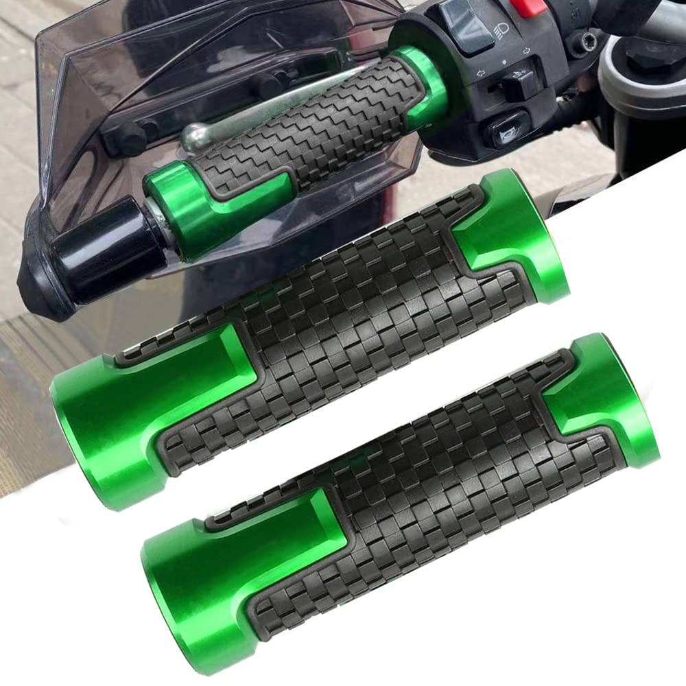 22mm 7/8'' Guidon Poignees Universel Aluminium Antidérapant pour Kawasaki Z900 Z750 Z650 Z400 Z800 Ninja Vulcan S 650 ZX6R ZX10R ER6N Versys 650 1000 (Vert)