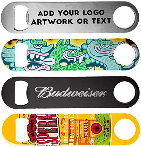 Personalised Custom Printed With Text & Logo Steel Bar Blade Bottle Speed Opener (Double Sided)