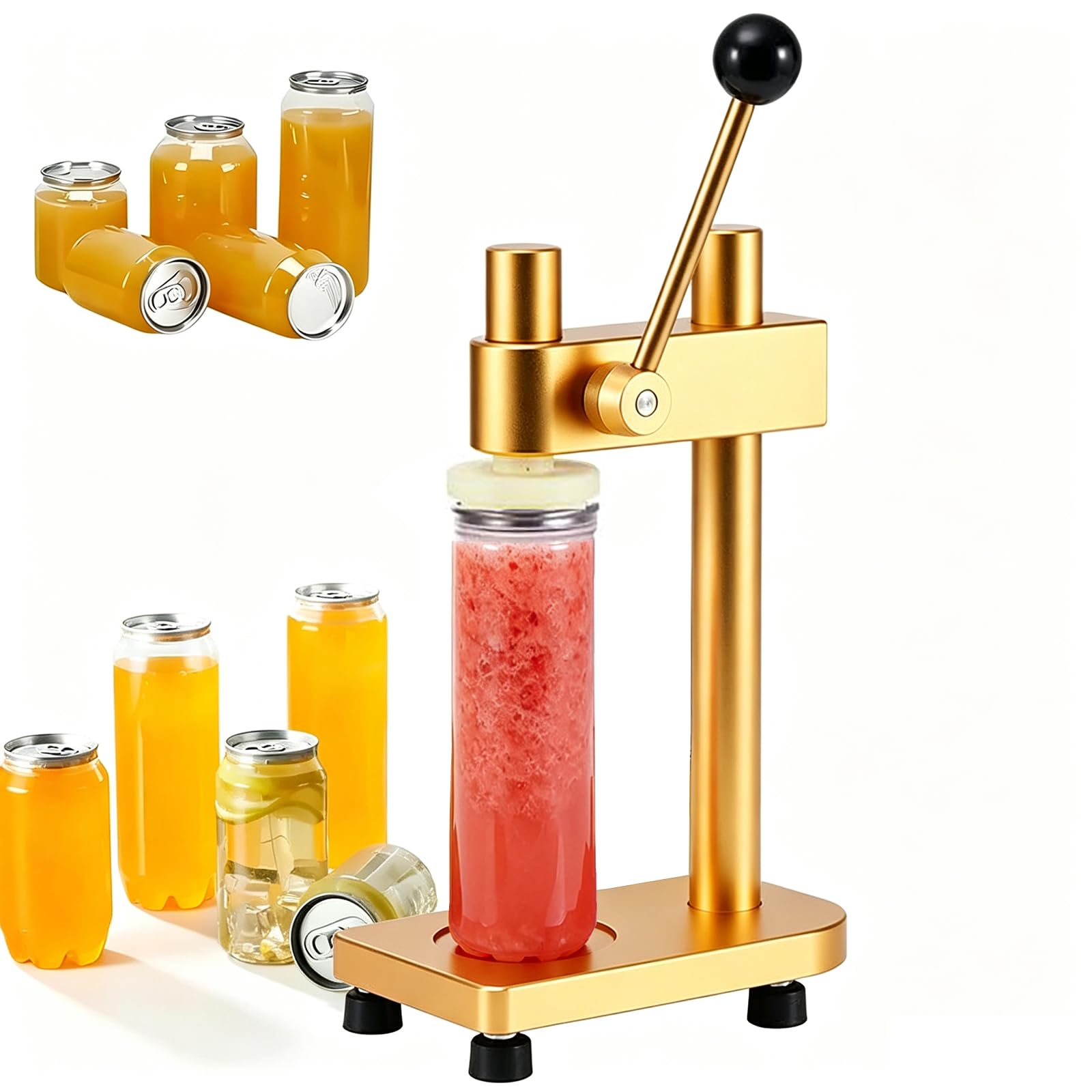 Taponadora manual de botes PET y máquina selladora de latas de aluminio de 55mm oro