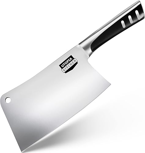 Miniatura 1 de Utopia Kitchen Cuchillo de cocina de 8 pulgadas, cuchillo de carnicero de acero inoxidable para el hogar, cocina y restaurante (negro)