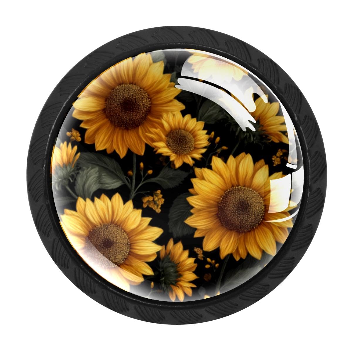 HEOEH 4 PCS Kitchen Cabinet Knobs, Sunflower Drawer Knobs Dresser Handles