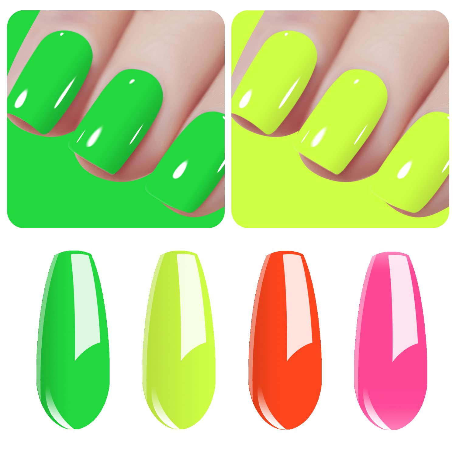 Amazon.com : Vishine Fluorescent Gel Nail Polish Set - 4 Colors