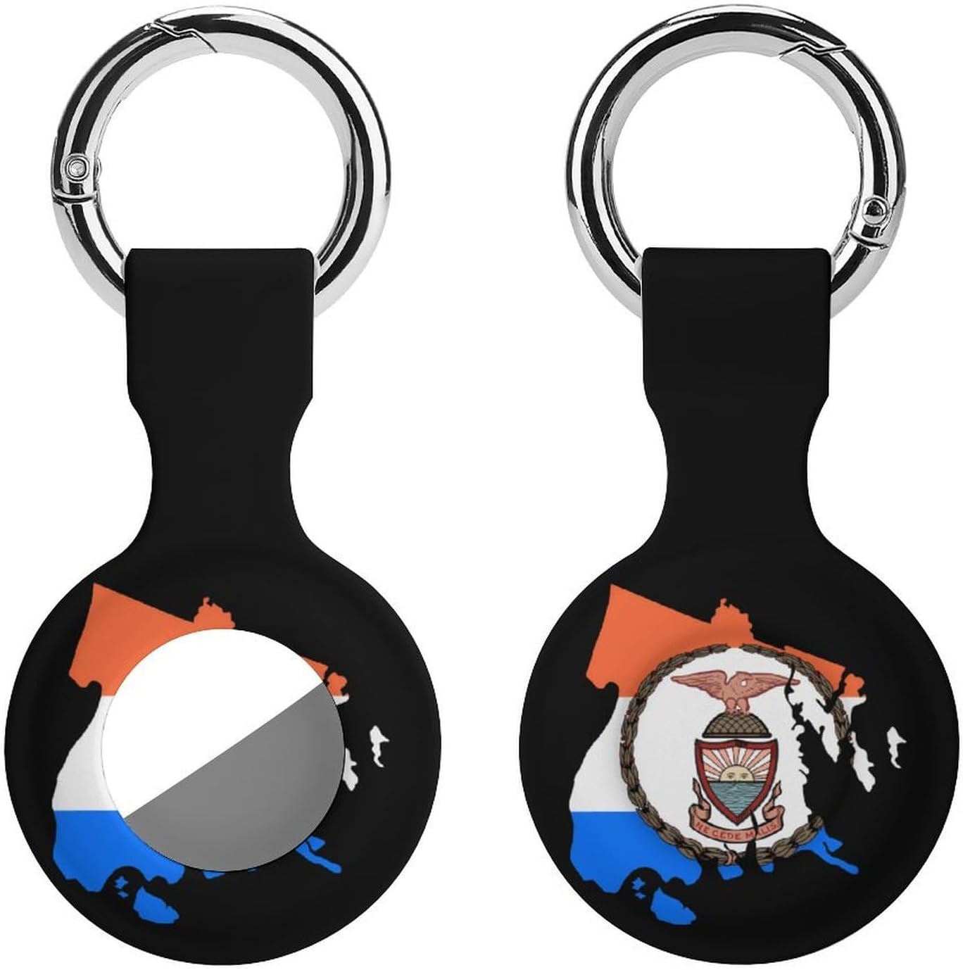 Flag Map of Bronx County New York Funny Cover Compatible with AirTag Case Protector GPS Tracker Holder with Keychain