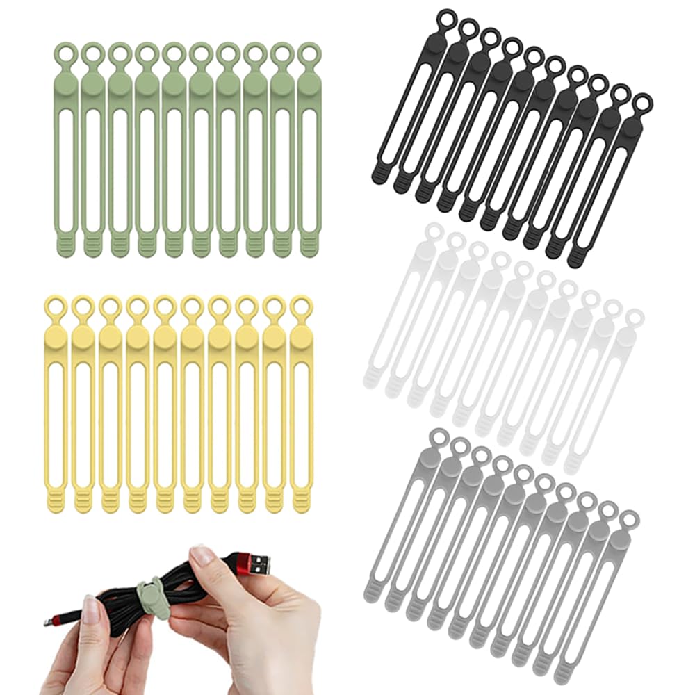 Confezione Da 50 Fascette Riutilizzabili Per Cavi | Twist Ties In Polipropilene, 20 Grandi (18 Mm) E 30 Piccole (11 Mm) - Bianche