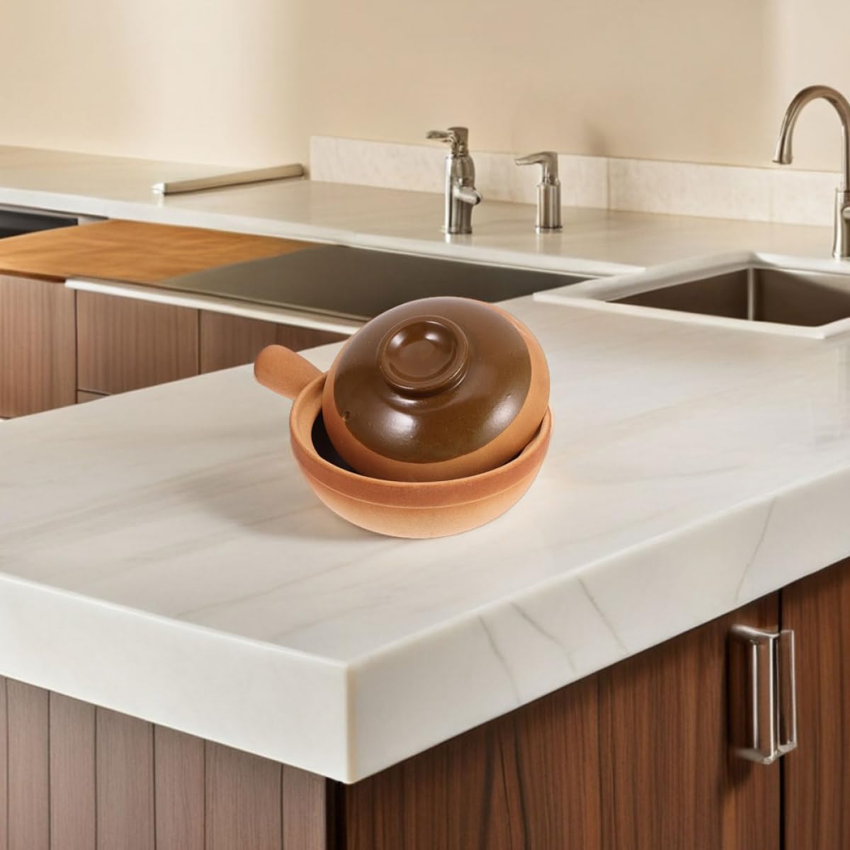Pentola di Terracotta Asiatica da Cucina 600 Ml Coperchio, Vaso per Zuppa Coreana e Cottura del Riso, Portatile e Riscaldamento Uniforme per Casa e Viaggio