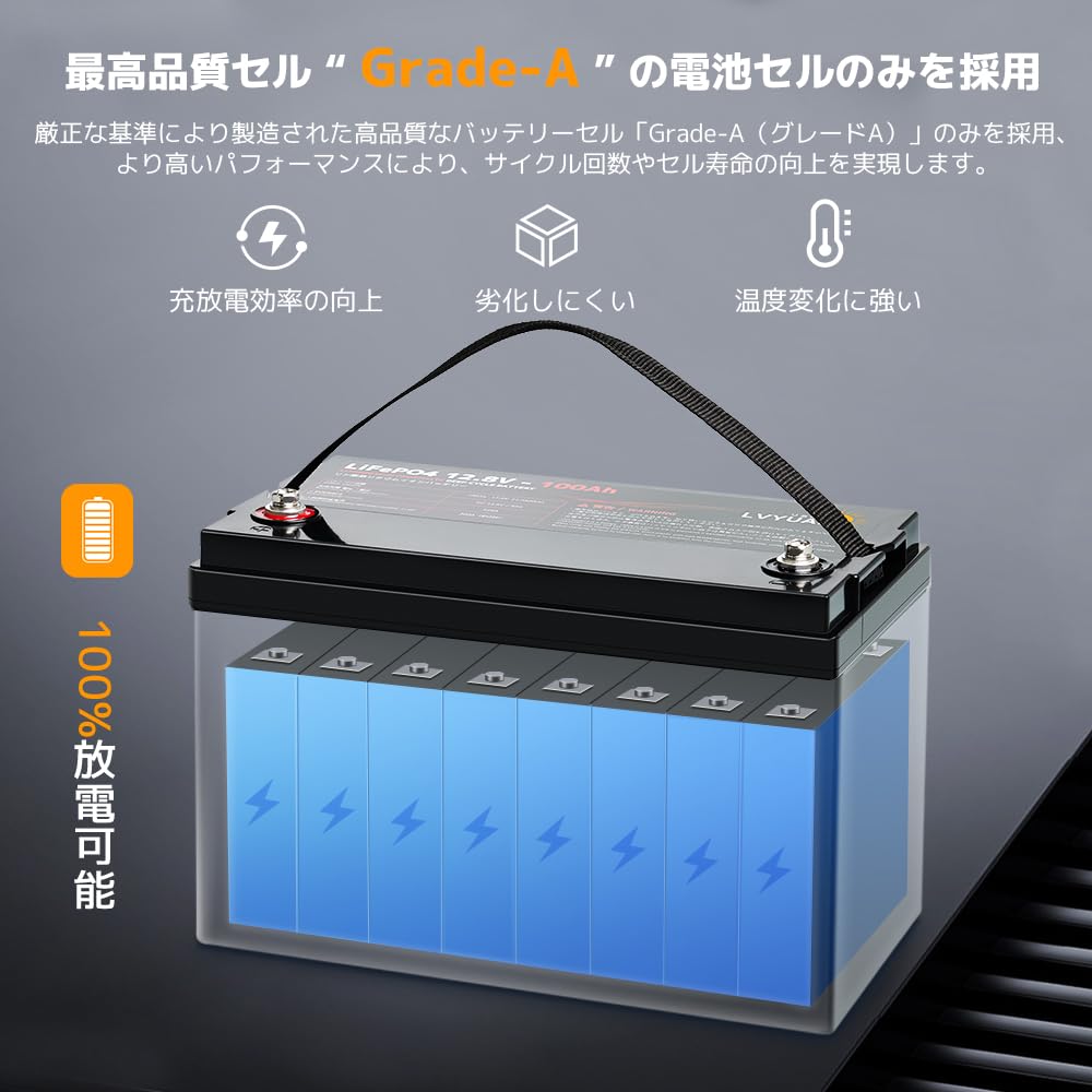 Amazon | LVYUAN【正規品】 12V 100AH リン酸鉄 バッテリー 【Grade-A