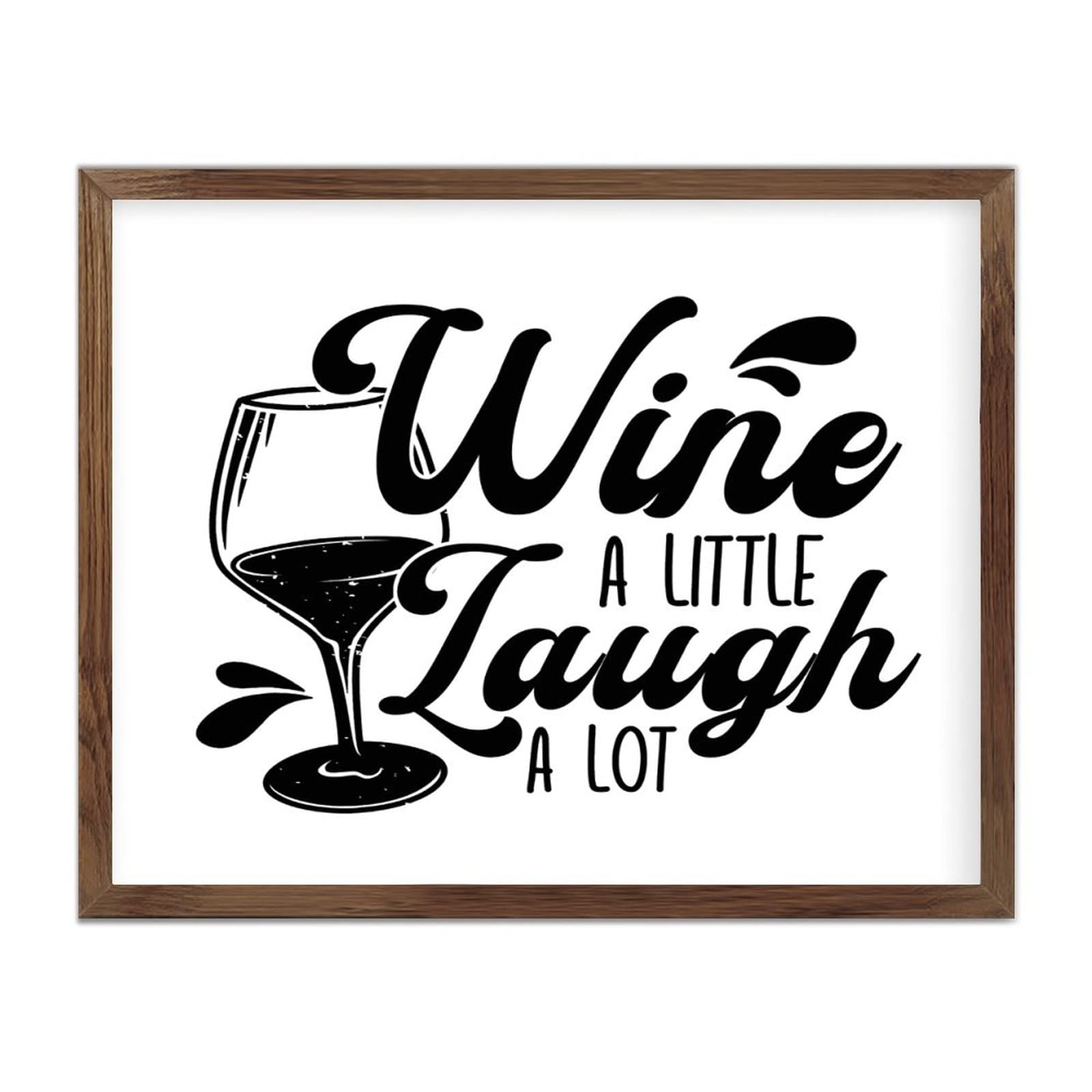Panneau en bois vintage Wine A Little Laugh A Lot pour déco salon chaleureuse