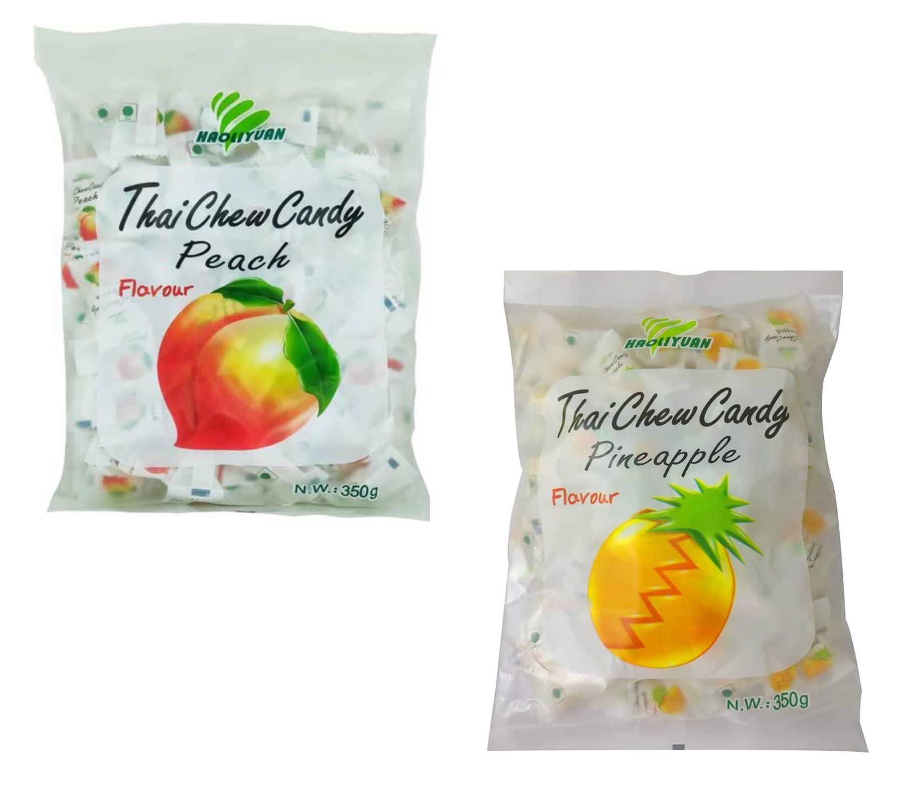Thai Chew Peach Candy and Thai Chew Pineapple Flavored Candy(2 * 350g)