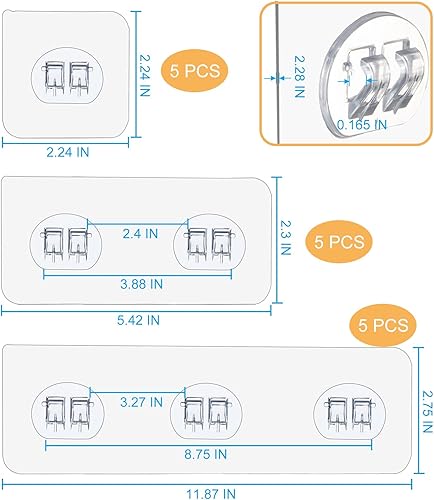 Miniatura 3 de Paquete de 15 organizadores adhesivos de ducha de reemplazo, estante adhesivo de ducha sin perforación, reemplazo de ganchos adhesivos de estante