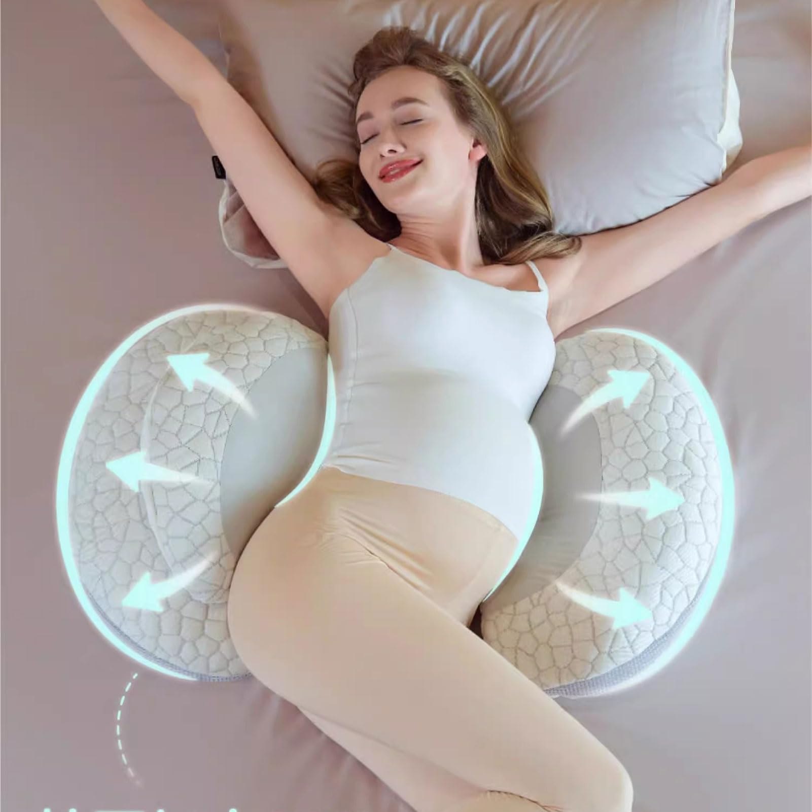 HUHJYUGE Almohada de Embarazo en Forma de U, Cojín Corporal Completo para Mujeres Embarazadas, Soporte para Espalda y Vientre, Funda Extraíble y Lavable para Dormir (C)