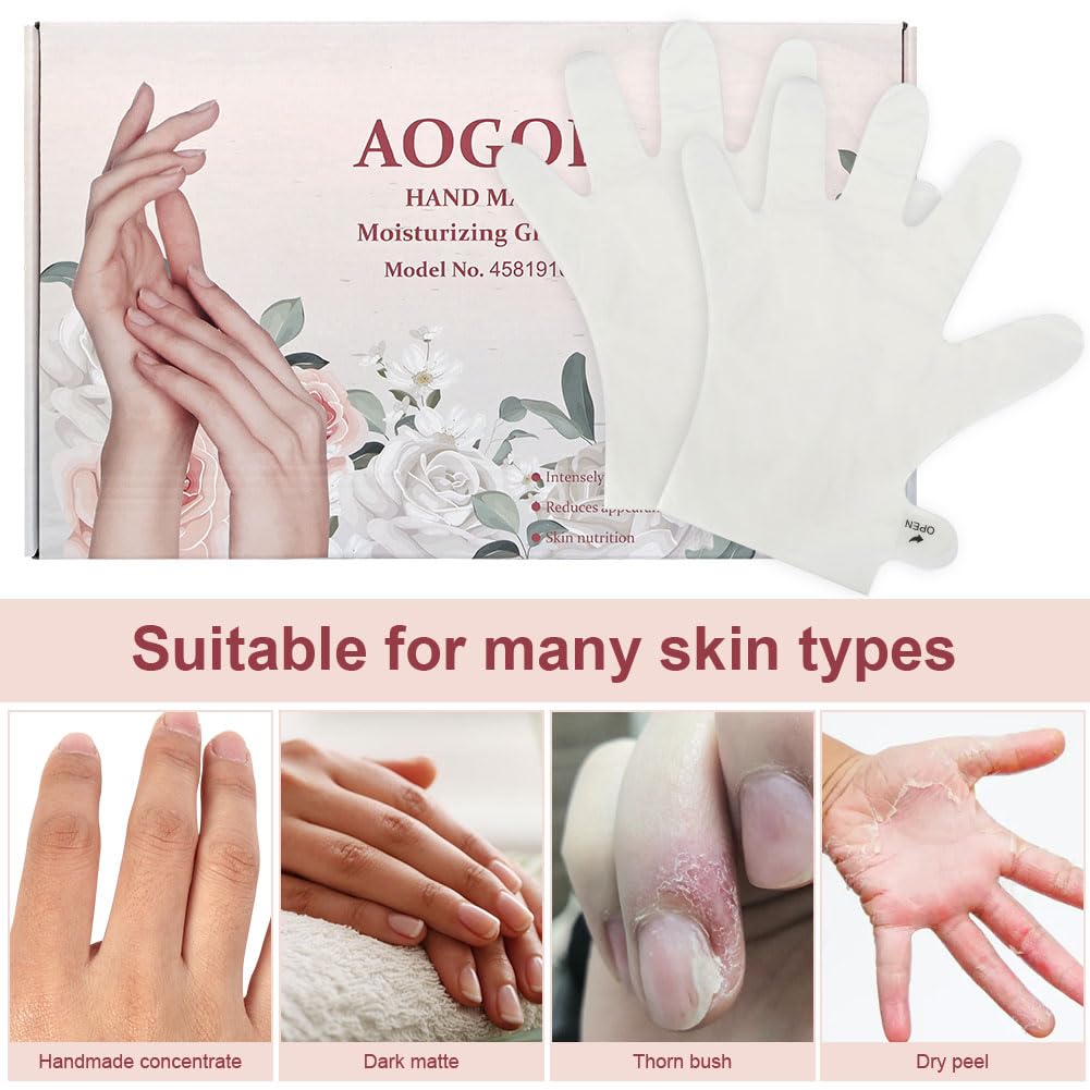 AOGOE Hands Moisturizing Gloves, 6 works Hand Skin Repair Renew Mask, Moisture Enhancing Gloves for Dry Aging - Image 4