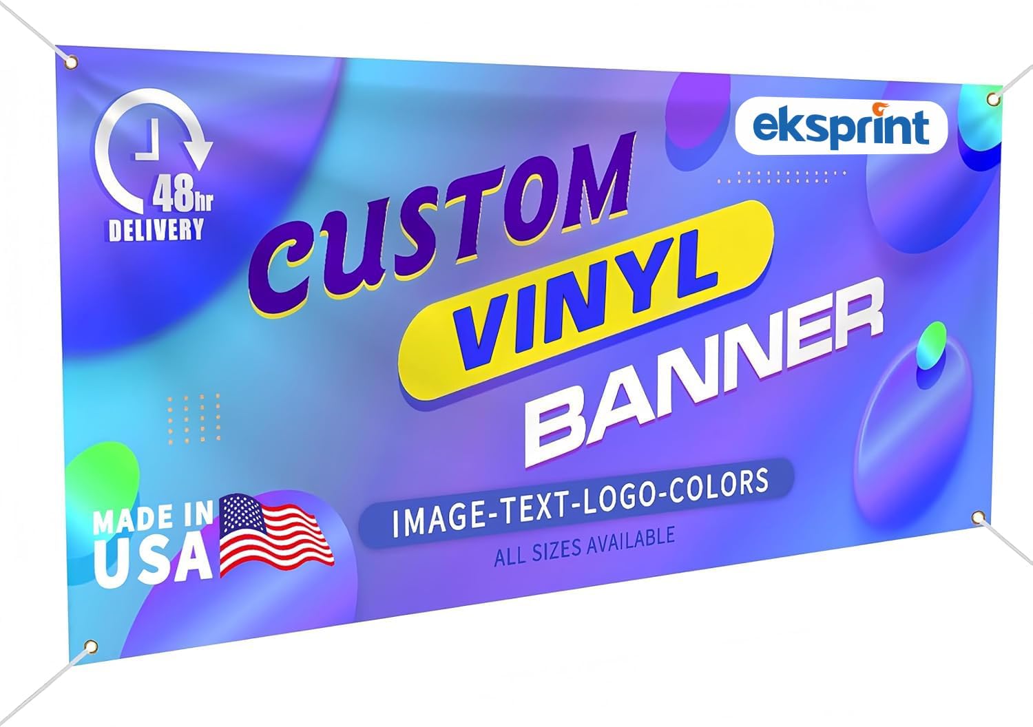 Custom Vinyl Banner by EKSPRINT, 13OZ Banners and Signs Customize for Indoor and Outdoor, Custom banner | Banners Customize for Business, Birthday, Party, School, Shop-(4X9Ft)