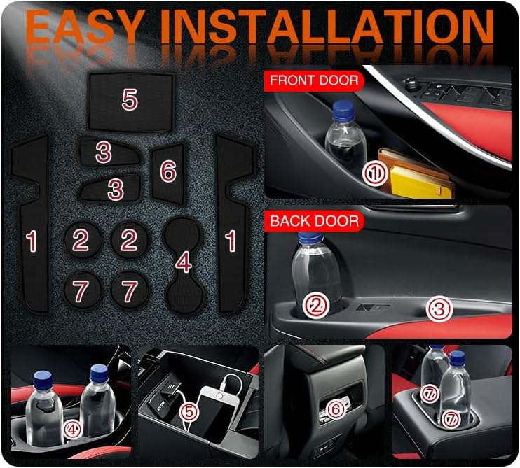 Miniatura 6 de Accesorios aptos para Toyota Corolla (Hatchback) 2019-2022, insertos de portavasos antideslizantes personalizados mejorados, forros de consola