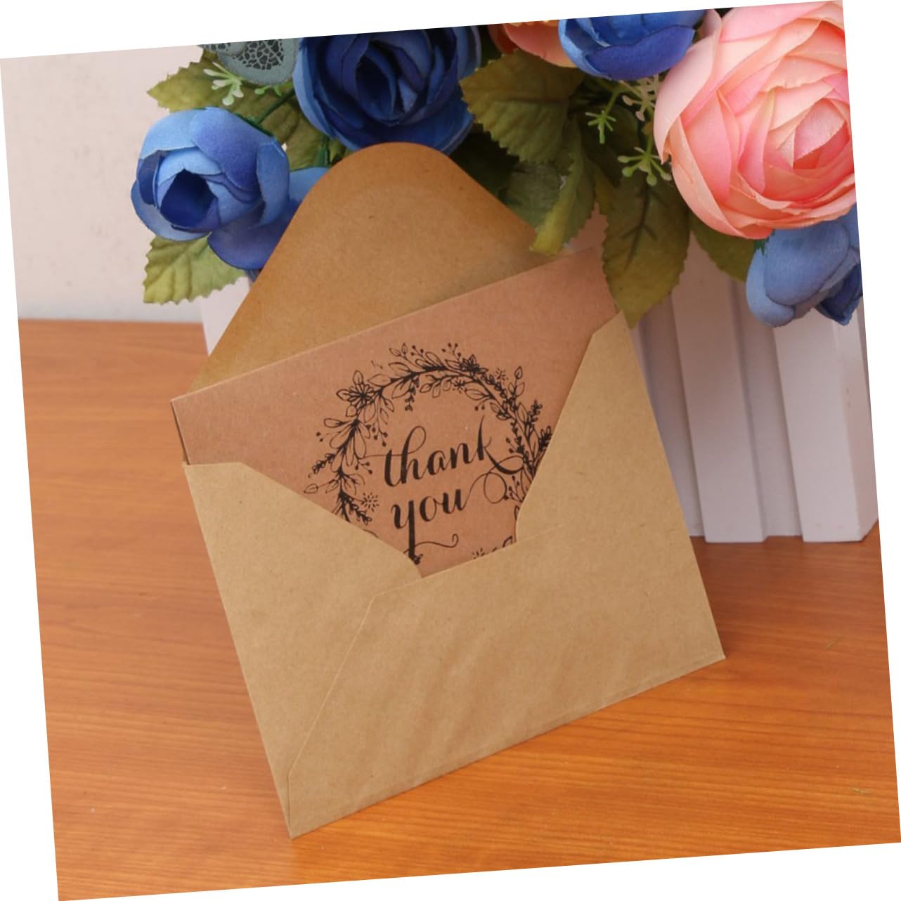 Vintage Dankeskarten Set - 50 Stück Aus Recyceltem Kraftpapier - Ideal Für Hochzeiten Und Partys Inklusive Umschläge Um Ihren Gästen Danke Zu Sagen
