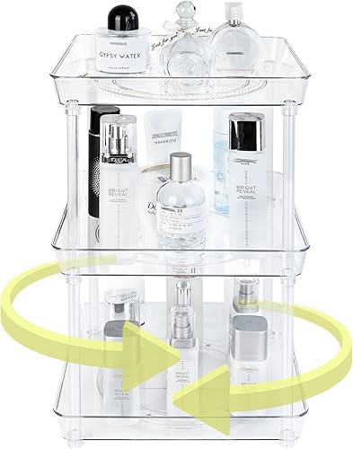 LLGWGL Organizador de almacenamiento para cocina, baño, Lazy-Susan, organizador de especias de 3 niveles, organizador de condimentos para el cuidado