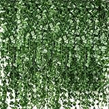 Yuxung 24 Pcs 158ft Artificial Ivy Garland Fake Vines Bulk Green Leaves Greenery Vines for Bedroom Hanging Plants for Wedding Garden Home Wall Jungle Themed Party Decorations
