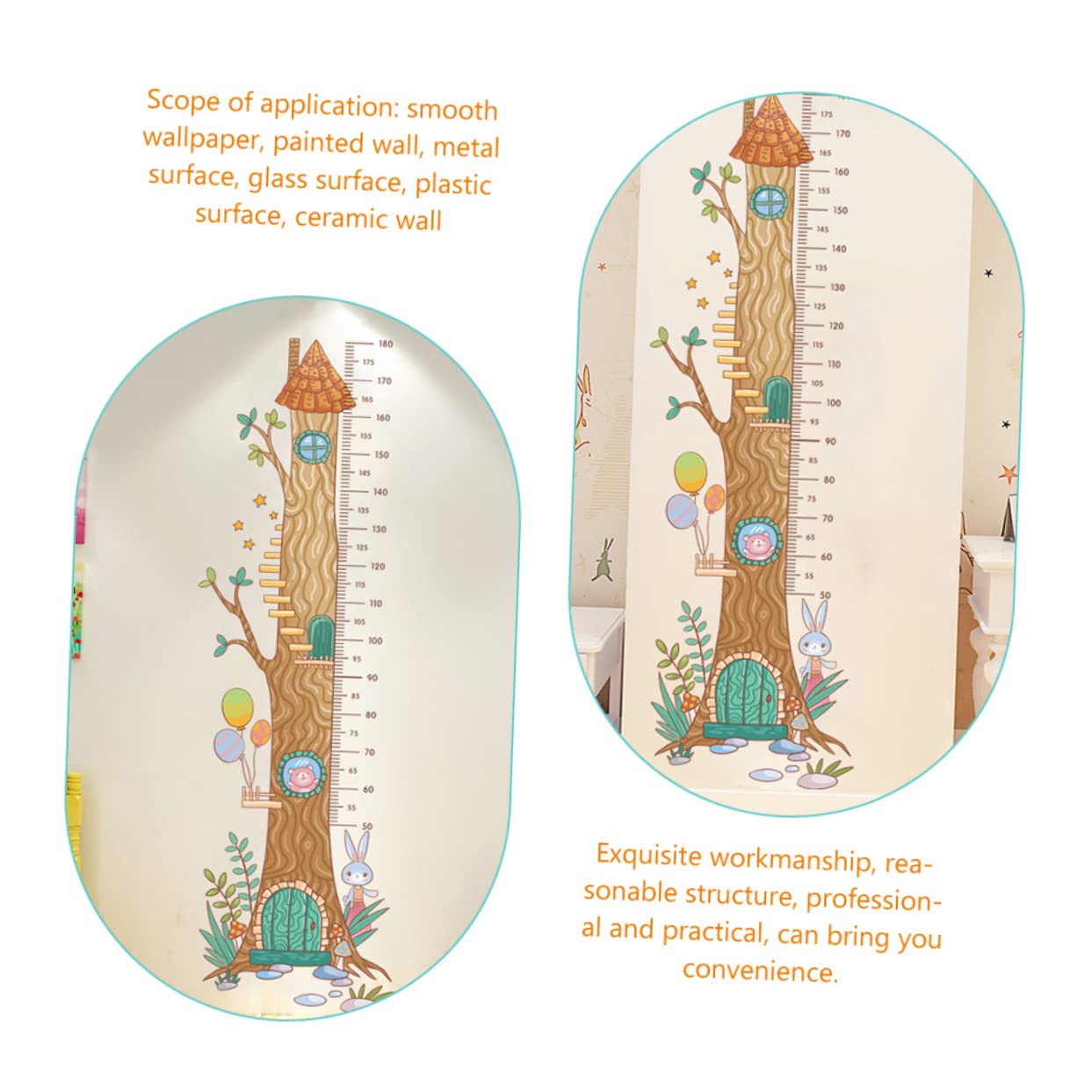 Toddmomy Growth Chart for and Girls Growth Chart Wall Decal Fun and Educational for Boys and Girls Room Trendy Room Decor