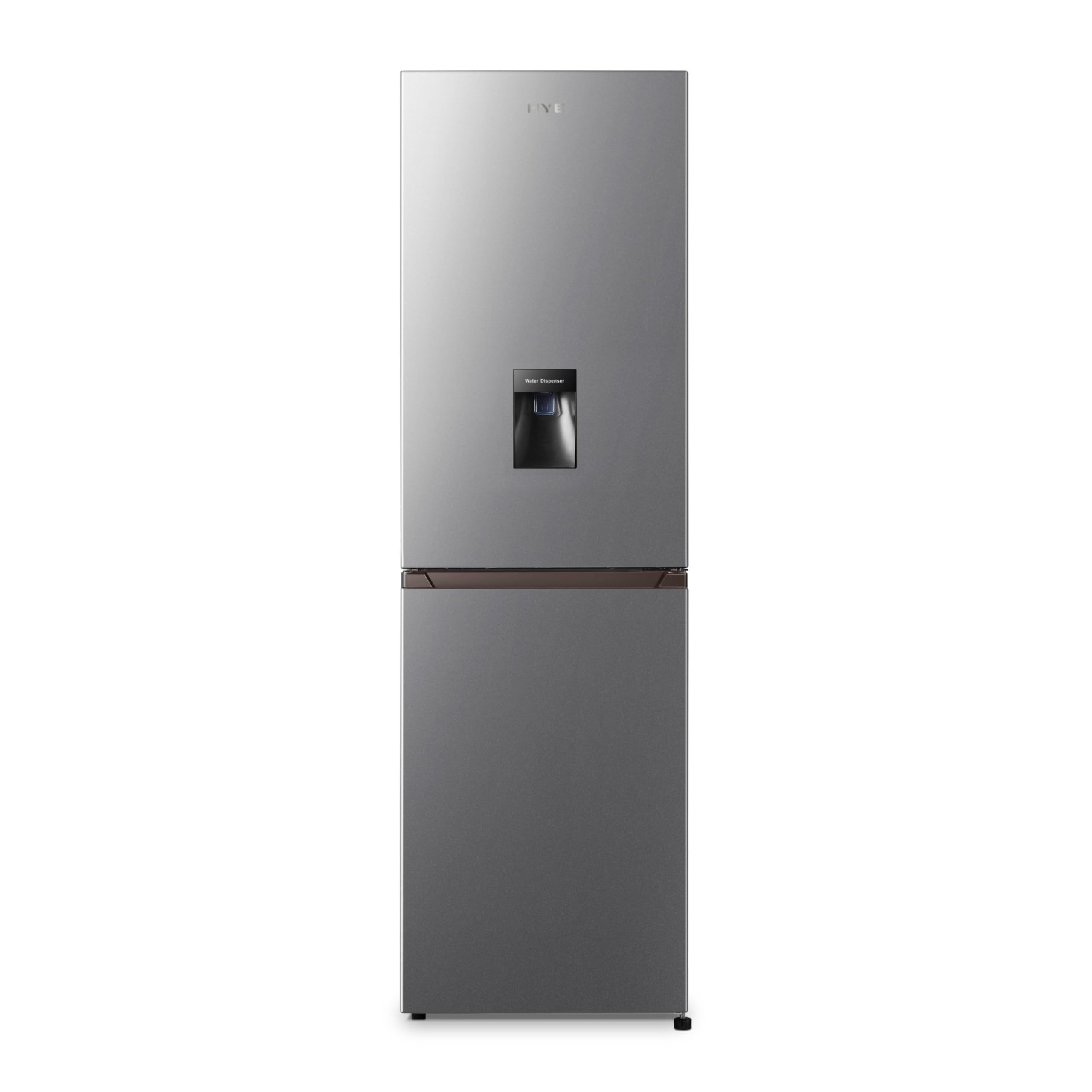 HYE Fridge Freezer - 50/50 Freestanding Fridge Freezer, 182.4cm Height, 55cm Width, 256 Litre Capacity, Total No Frost & Non-Plumbed Water Dispenser, Silver - RF01FF256S18