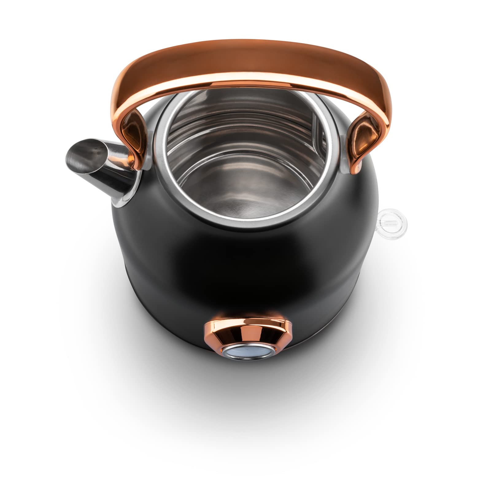 HAEGER ART DECO BLACK - Hervidor electrico en Acero Inox, 1.7 Litros, 2200W, Sistema sin cables y Base giratoria de 360º, Resistencia oculta, Protección contra el sobrecalentamiento