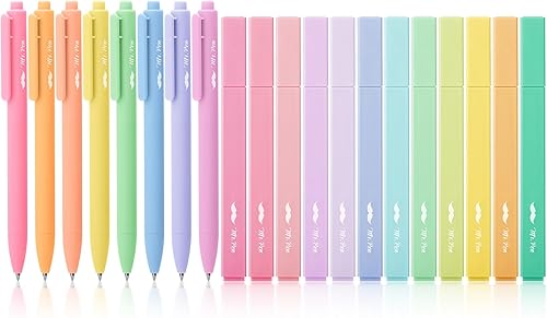 Mr. Pen - Resaltadores estéticos y bolígrafos de gel, paquete de 20, resaltadores de la Biblia coloridos que no se corren, bolígrafos de gel de