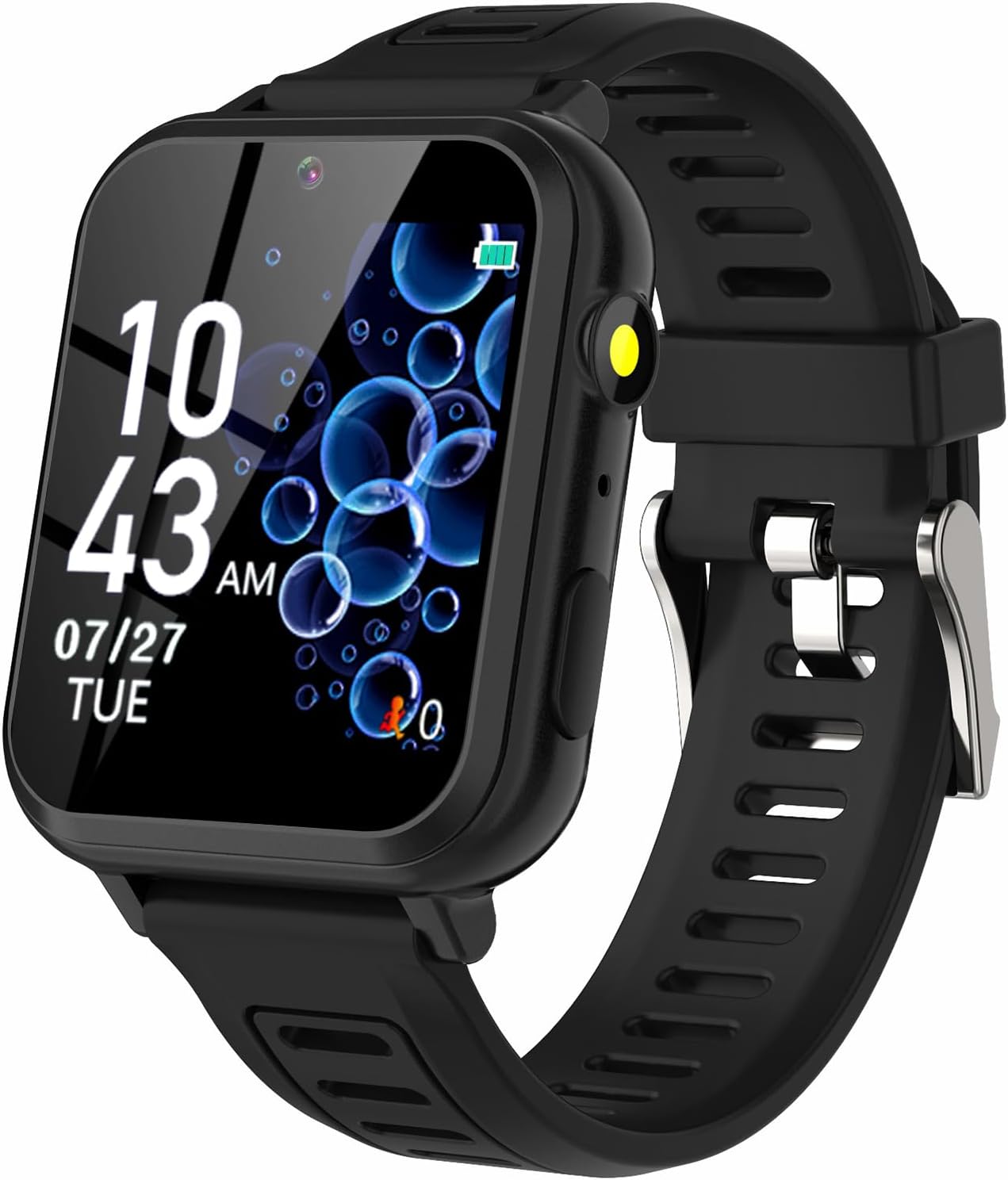 Wiszodet Kids Smart Watch Boys, 24 Games, HD Touch Screen, Video Camera, Music Player, Pedometer, Flashlight, Alarm Clock, Black